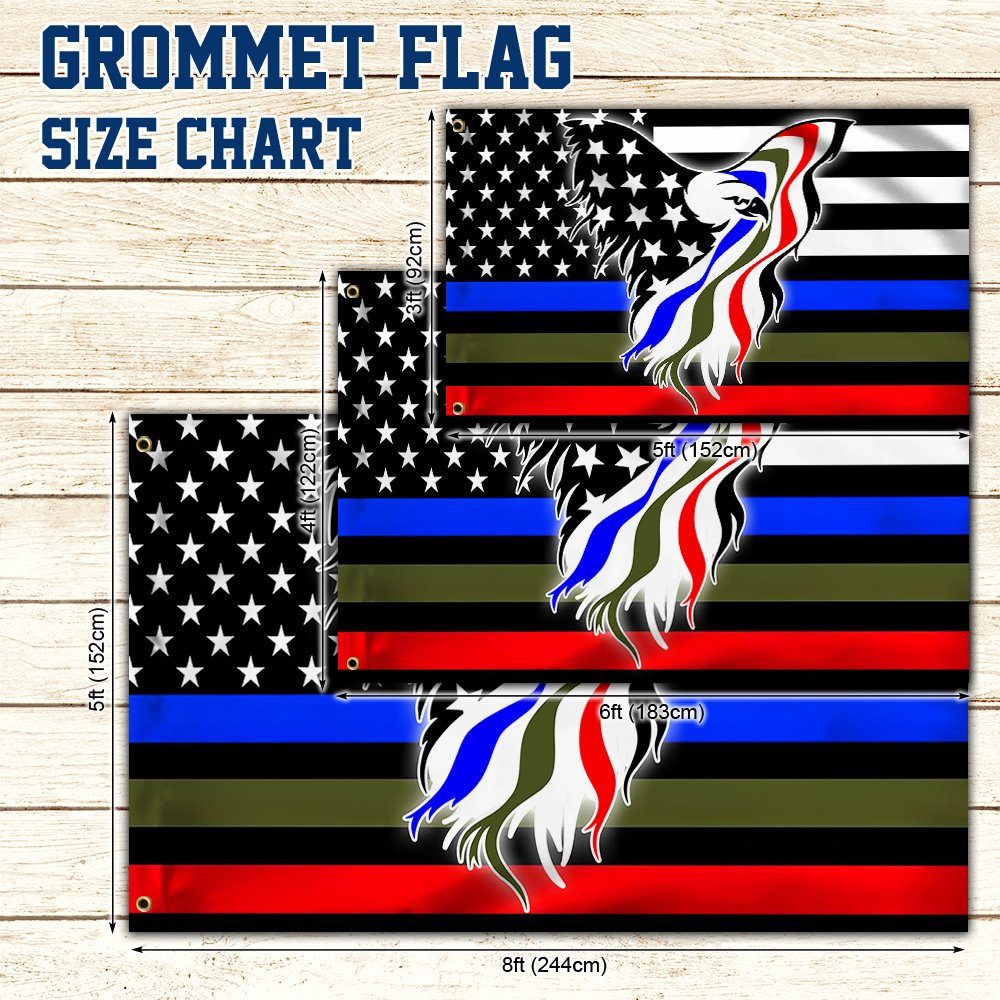 Police Military and Fire Thin Line Eagle Grommet Flag USA Blue Green Red Line Flag TQN236GF - Image 6