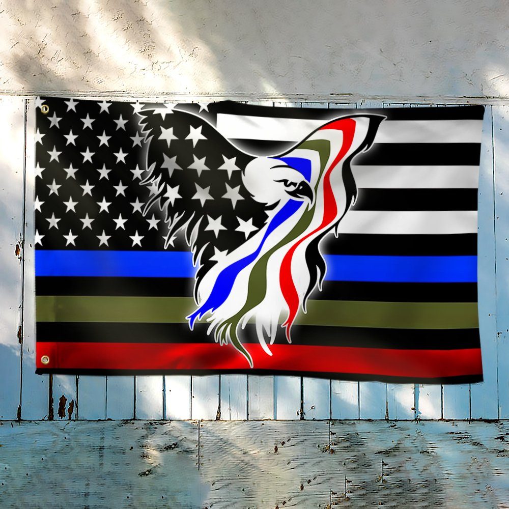 Police Military and Fire Thin Line Eagle Grommet Flag USA Blue Green Red Line Flag TQN236GF - Image 3