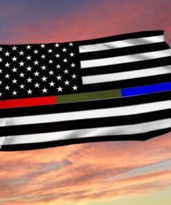 Police Military and Fire Thin Line USA Blue Green Red Line Grommet Flag TQN35GF