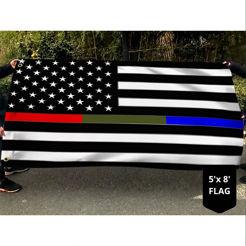 Police Military and Fire Thin Line USA Blue Green Red Line Grommet Flag TQN35GF - Image 3