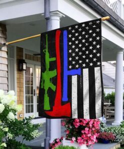 Police Military and Fire Thin Line USA Flag Blue Green and Red Stripe QNN586F