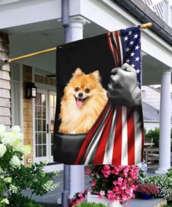 Pomeranian Flag Flagwix™ Lovely Pomeranian American Flag