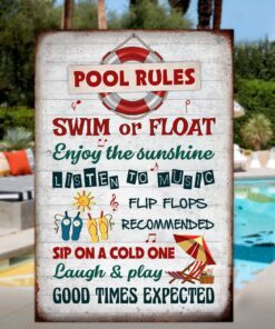 pool rules hanging metal sign mlh1793ms 2062