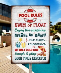 Pool Rules Hanging Metal Sign MLH1793MS