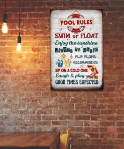 pool rules hanging metal sign mlh1793ms 3904