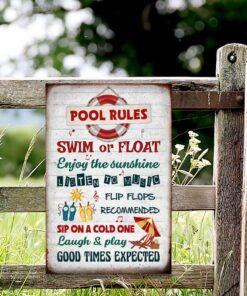 pool rules hanging metal sign mlh1793ms 6733