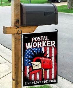 postal worker. live. love. deliver flag 1118