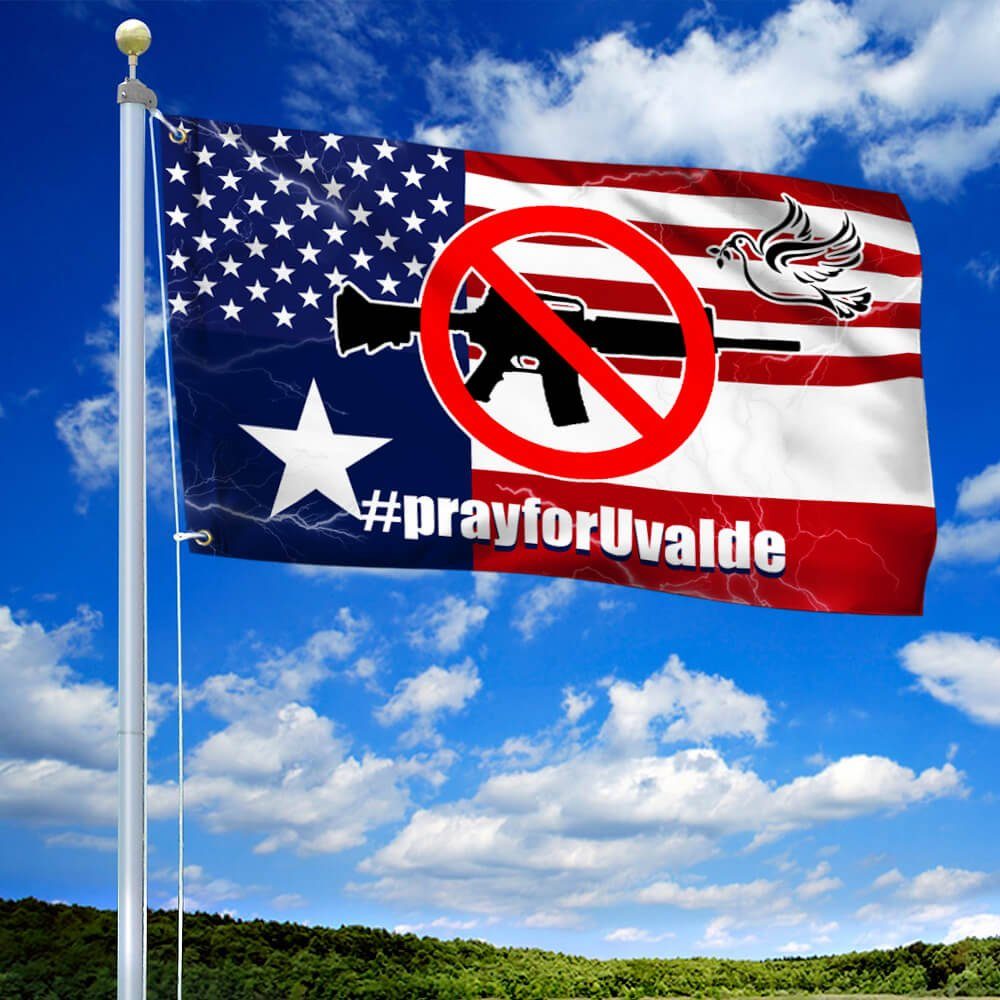 Pray For Uvalde Flag. Pray For Texas Grommet Flag. Stop Now Flag. Control Gun Flag LNT180GF - Image 2