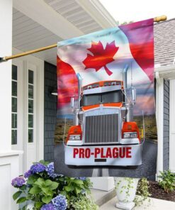 Pro-plague Freedom Convoy 2022 Flag, Truckers For Freedom, Canadian Trucker, Mandate Freedom QNK1061Fpz