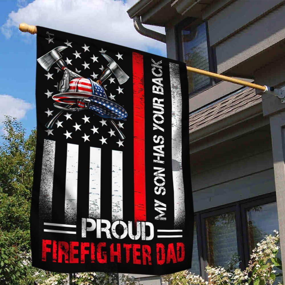 Proud Firefighter Dad Flag My Son Has Your Back DDH2898Fv2 - Image 2
