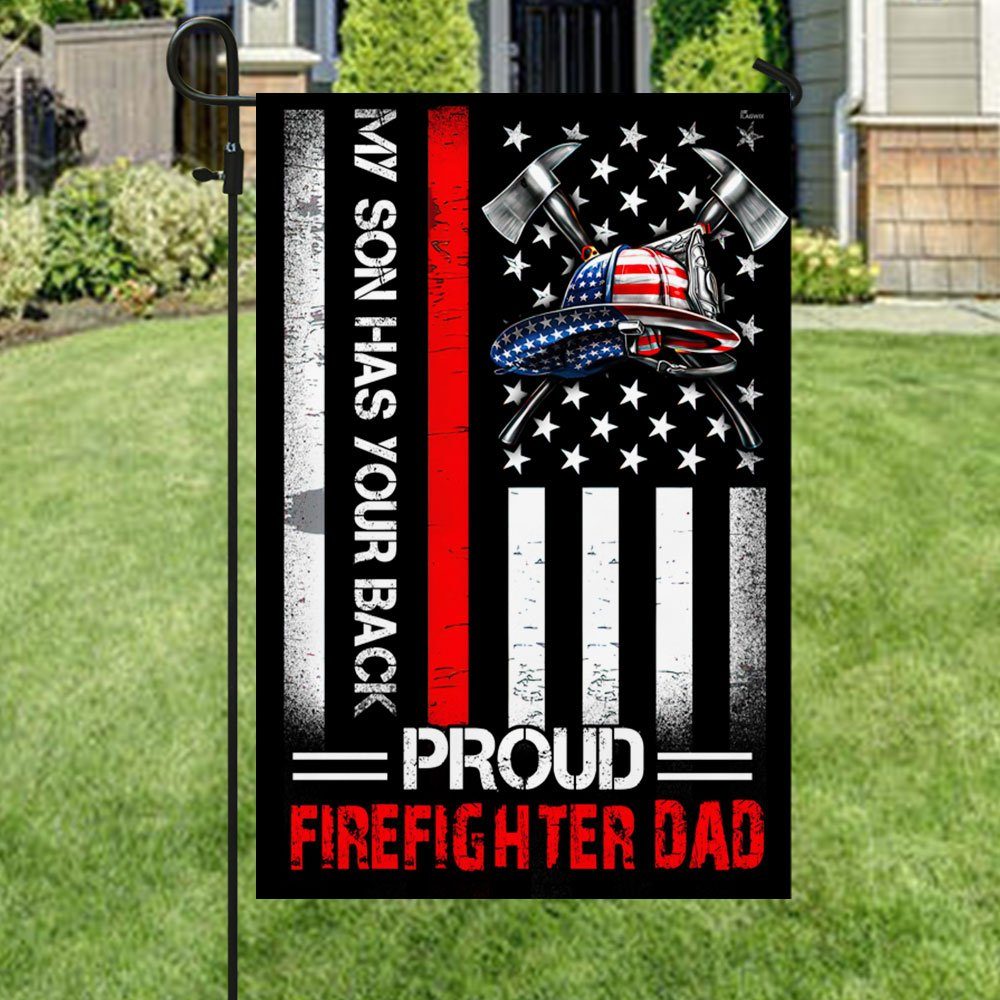 Proud Firefighter Dad Flag My Son Has Your Back DDH2898Fv2 - Image 4
