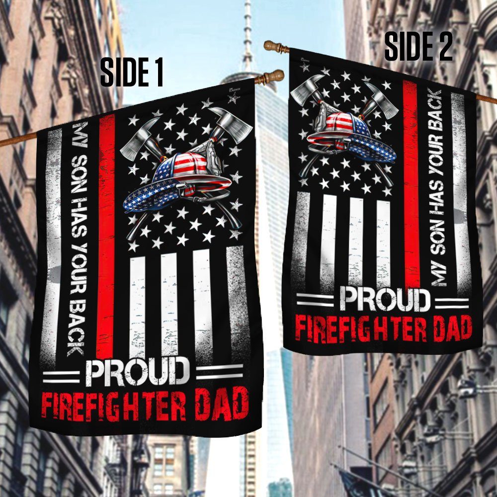 Proud Firefighter Dad Flag My Son Has Your Back DDH2898Fv2 - Image 3
