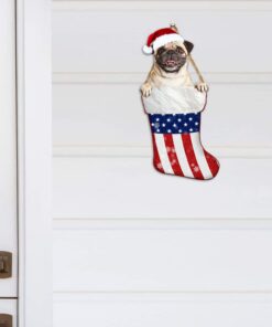 Pug Custom Wooden Little Christmas In Stocking ANT306WD