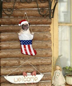 pug custom wooden little christmas in stocking ant306wd 7071