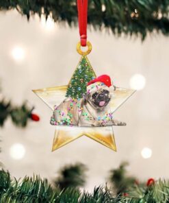 Pug Dog  Christmas Custom - Shaped Ornament Star NTB392Ov1