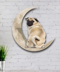 pug dog and moon hanging metal sign qnk879msv6 1407