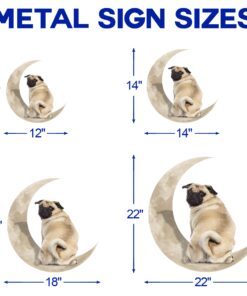 pug dog and moon hanging metal sign qnk879msv6 4936