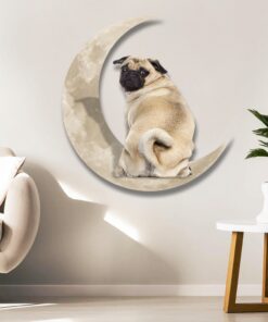 pug dog and moon hanging metal sign qnk879msv6 6547