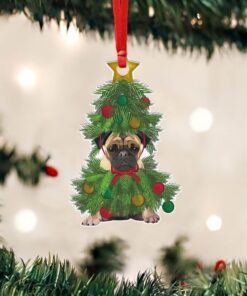 PUG Dog Custom - Shaped Ornament Christmas Tree NTB341Ov1