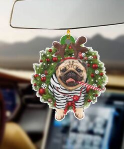 pug dog custom shaped ornament jolly ntb390o 6582