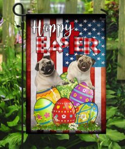 pug dog easter egg hunt flag 6062