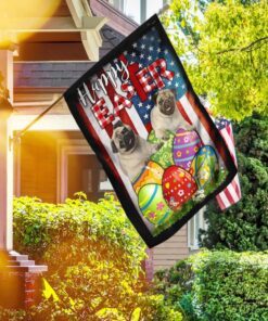 Pug Dog Easter Egg Hunt Flag