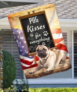 pug dog kisses fix everything flag qnk1035fv3 flagwix 1405
