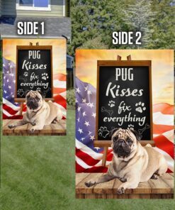 pug dog kisses fix everything flag qnk1035fv3 flagwix 2785