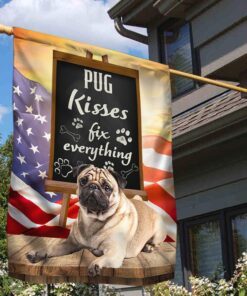 pug dog kisses fix everything flag qnk1035fv3 flagwix 7030