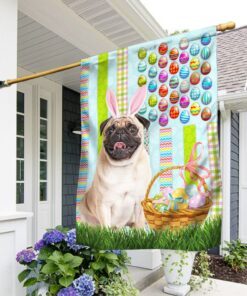 Pug Flag Easter Pug Bunny Easter Day Flag TRV1887F