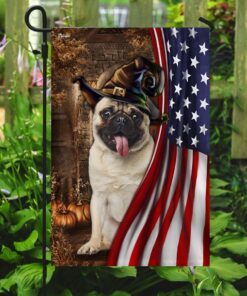 pug halloween american us flag 1262