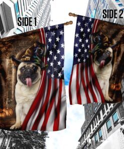 pug halloween american us flag 1741