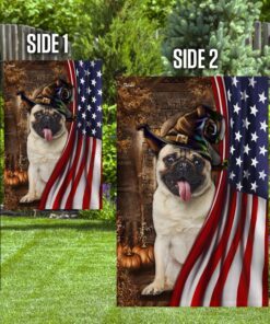pug halloween american us flag 2918