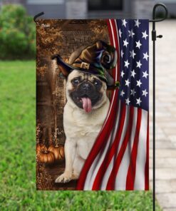 pug halloween american us flag 7991