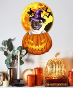 Pug Halloween Metal Sign Pumpkin Dog BNN484MS