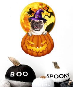 pug halloween metal sign pumpkin dog bnn484ms 7181
