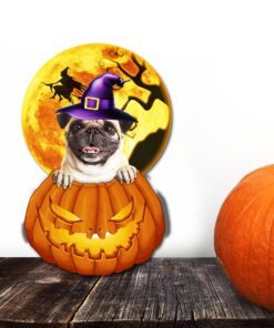 pug halloween metal sign pumpkin dog bnn484ms 7833