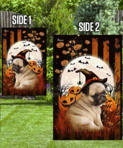 pug puppy happy halloween flag 2342