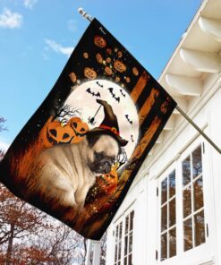 pug puppy happy halloween flag 3833