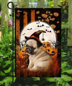 pug puppy happy halloween flag 5471