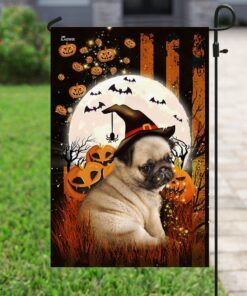 pug puppy happy halloween flag 7721