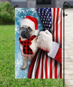 pug through the snow flag 2626