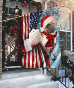 Pug Through The Snow Flag