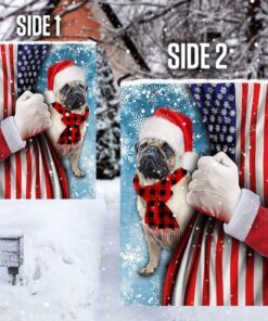 pug through the snow flag 7981