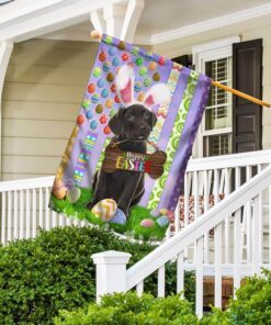 puppy black labrador retriever. happy easter american flag 3348