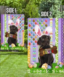 puppy black labrador retriever. happy easter american flag 7435