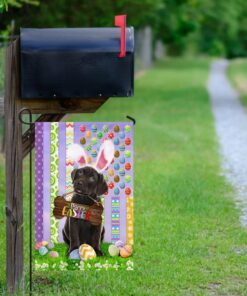 puppy black labrador retriever. happy easter american flag 7569