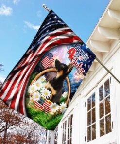 puppy german shepherd. happy 4th of july american flag 4777
