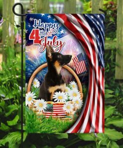 puppy german shepherd. happy 4th of july american flag 5605