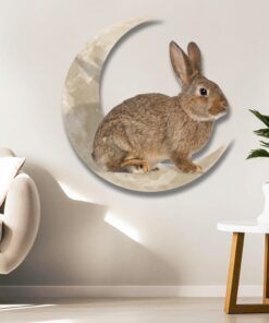rabbit bunny and moon hanging metal sign qnk1005msv8 1663
